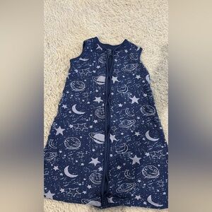 Navy Space-Print Kids Pajama Sleep Sack - Moon & Stars